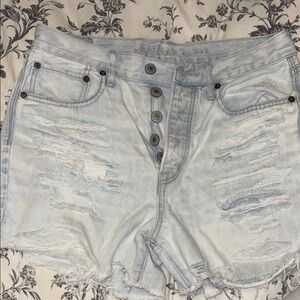 American Eagle Outfitters Blue Distressed Jean Shorts
